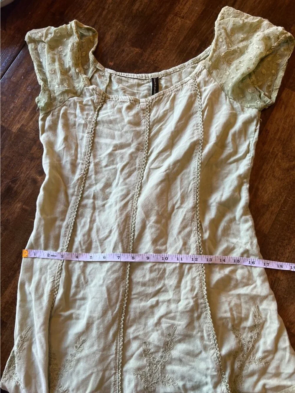 Sacred Threads Green Cap Sleeve Bohemian Mini Dress One Size Fairy Whimsy  Hippi - Picture 11 of 12